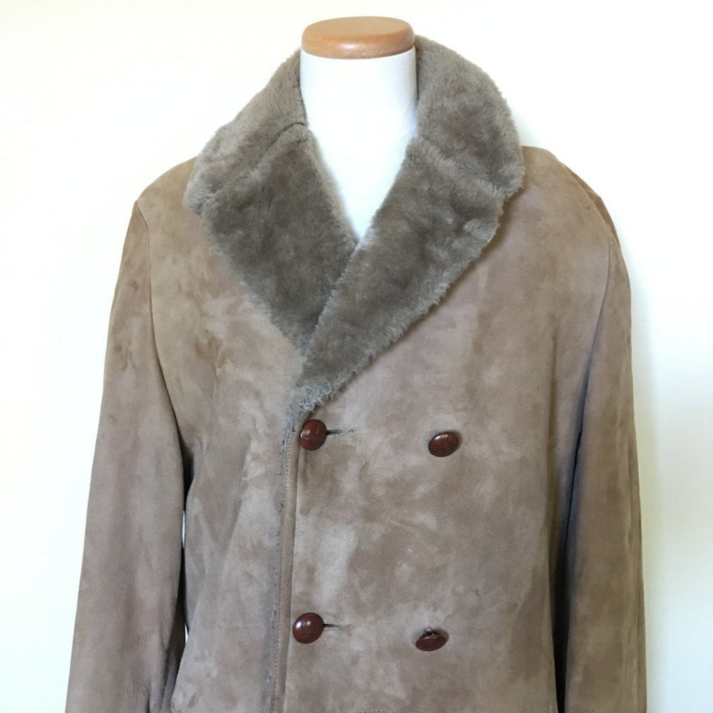 Lakeland Tan Suede Faux Shearling Sherpa Coat 40 - Picture 5 of 7